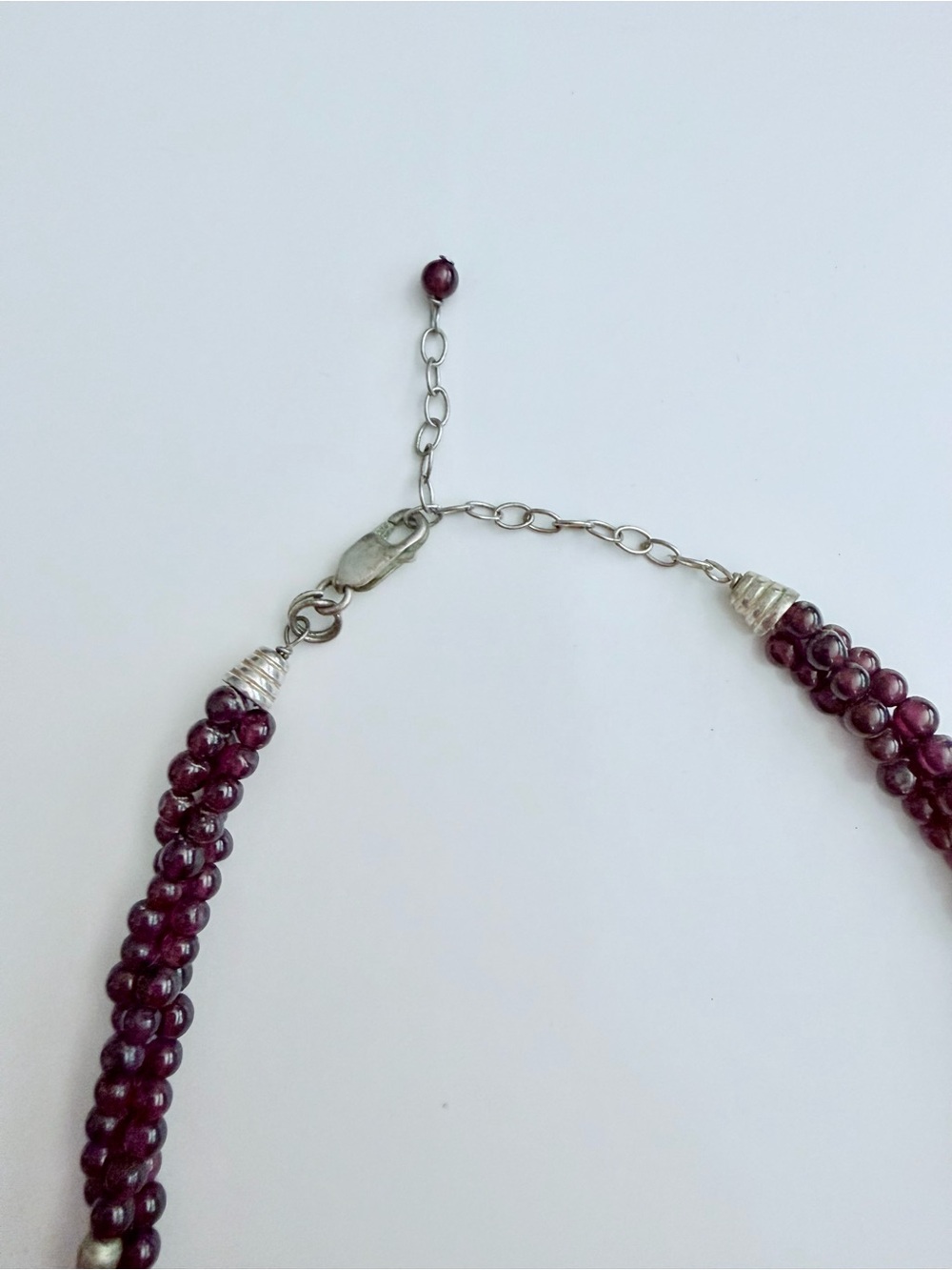 Genuine Garnet & Sterling Beaded Cross Pendant Necklace - Women Jewelry - Picture 3 of 4
